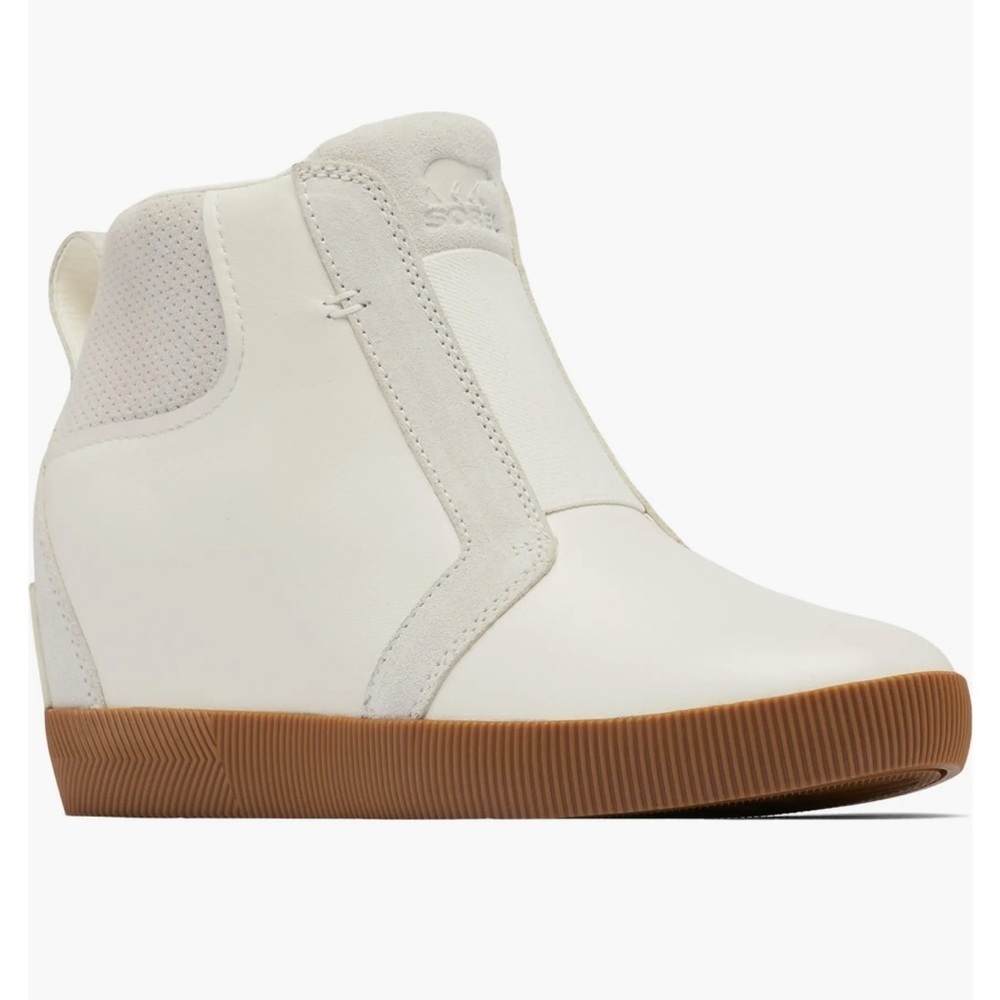 SOREL Size 8.5 Women Out N About Wedge Bootie in Sea Salt/ Gum 2 NEW!